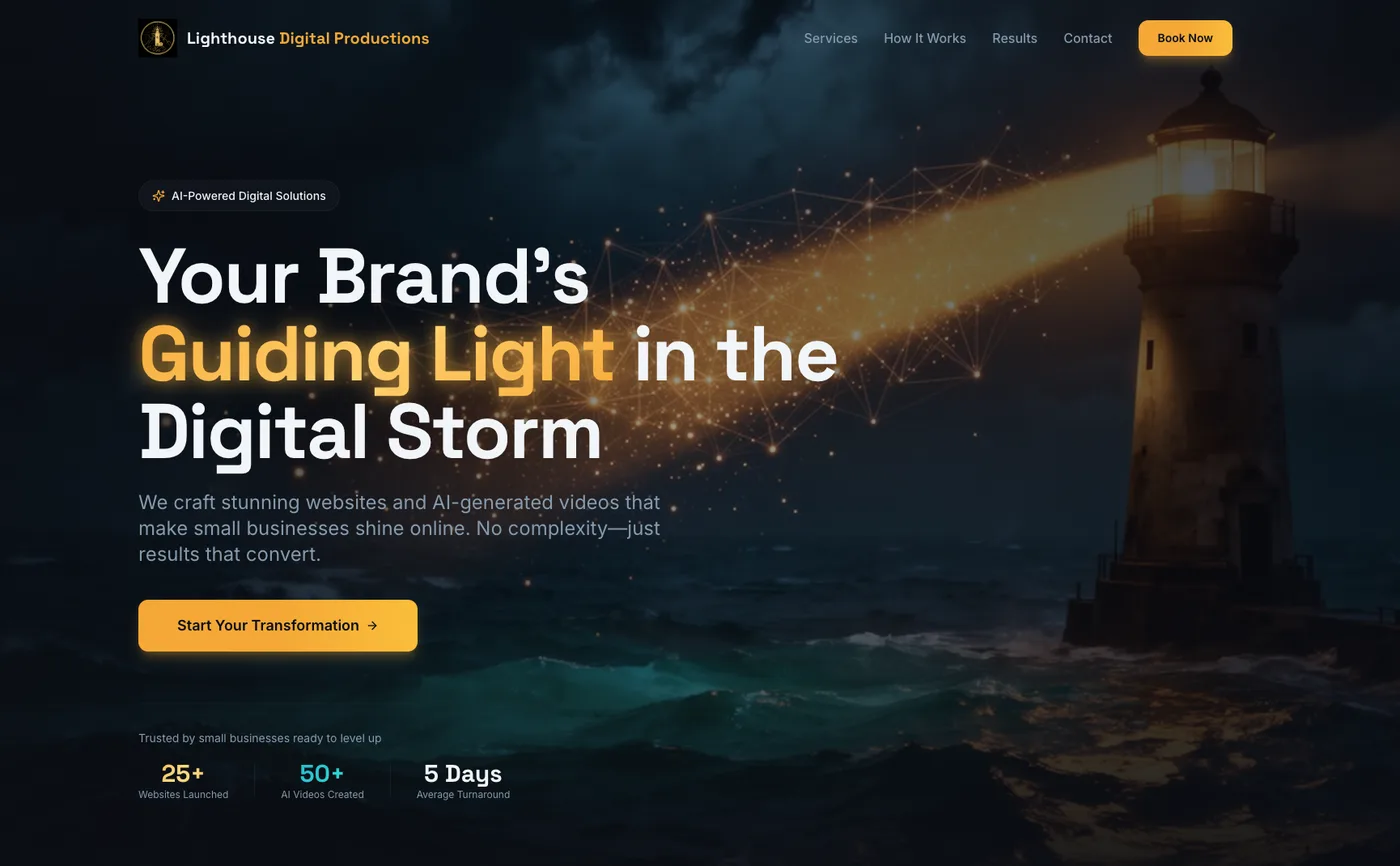 An earlier version of the Lighthouse Digital Productions homepage