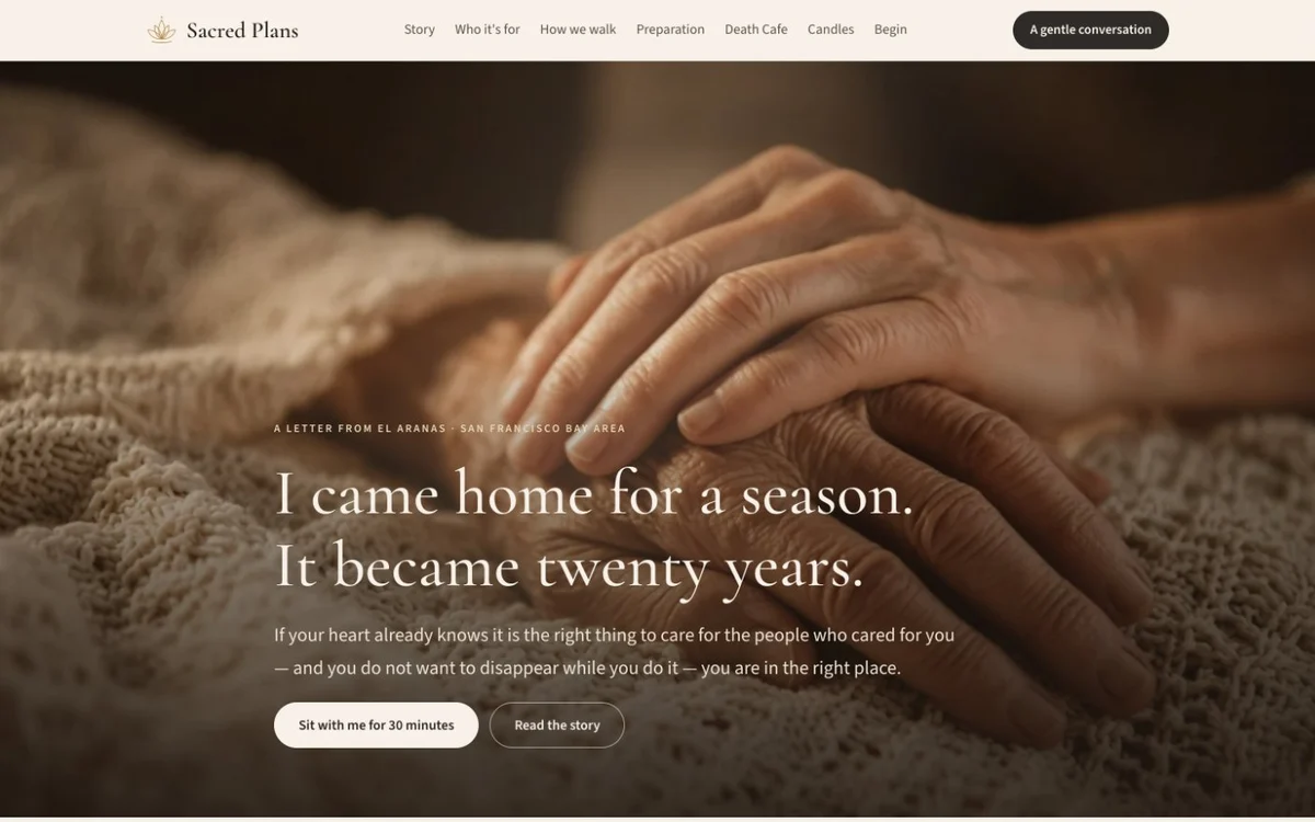 Sacred Plans homepage